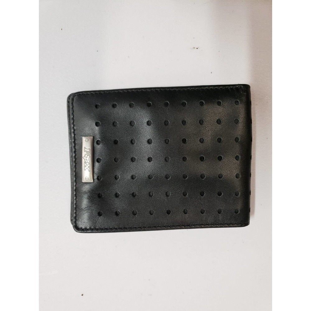 FX Wallet Mens One Size Black Logo Genuine Leather Bifold Credit Card Bills Slot